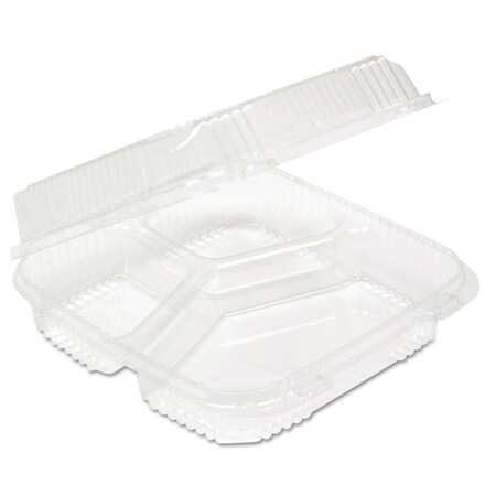 Pactiv Evergreen ClearView SmartLock Food Containers, 3-Compartment, 5 oz/14 oz, 8.2 x 8.34 x 2, 91, Clear, PK200 YCI811230000